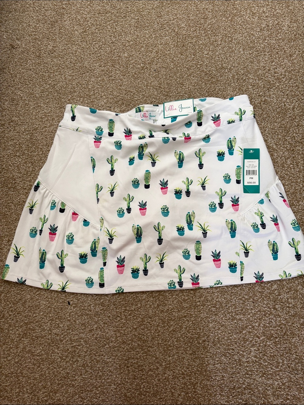 Lillie Green White Cactus Print Skort
